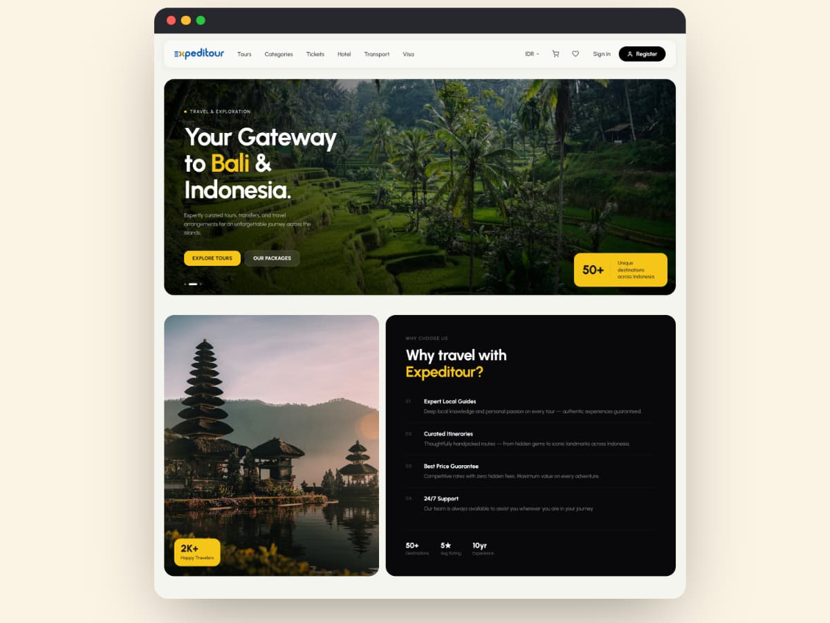 Website Tour & Travel Bali dengan Booking Online & Backoffice — Expeditour